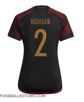 Günstige Deutschland Antonio Rudiger #2 Auswärtstrikot Damen WM 2022 Kurzarm